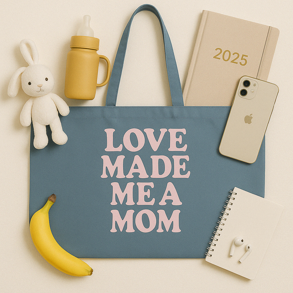 OVERSIZED TOTE BAG "LOVE MADE ME A MOM"