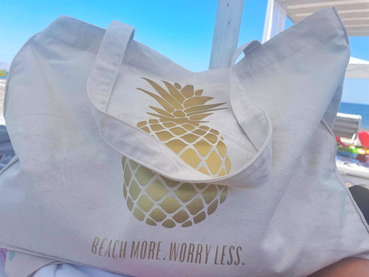 XL SHOPPING BAG ' BEACH MORE. WORRY LESS '