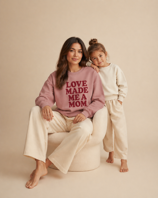 DAMEN PULLOVER ' LOVE MADE ME A MOM'