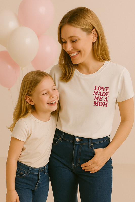DAMEN T-SHIRT "LOVE MADE ME A MOM"
